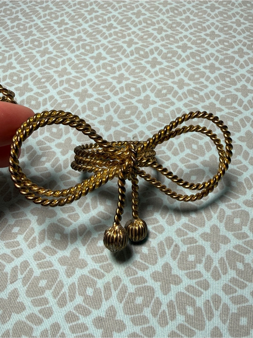 Vintage Brass Toned & Tied Bow/Tassel Napkin Rings Set of 4